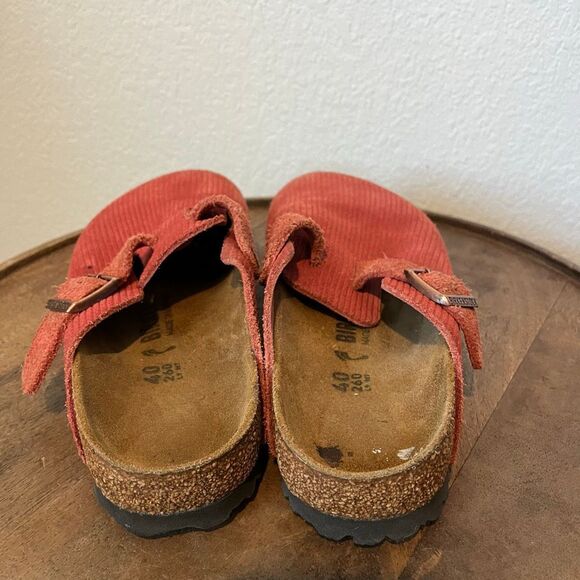 Birkenstock Sienna Red Suede Boston Corduroy Slide Clogs Shoes Women's Size 9 - Picture 5 of 11